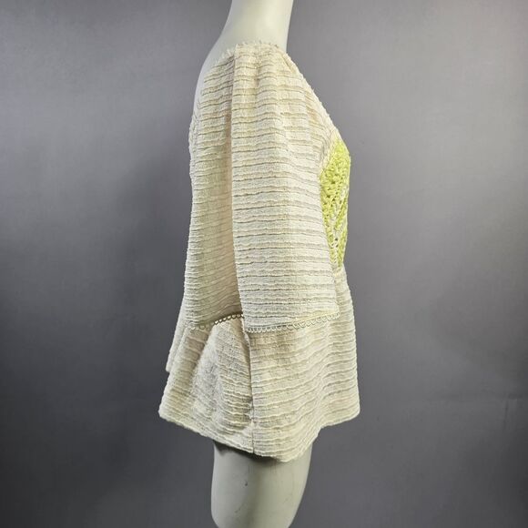 Dex Cream and Yellow Textured Blouse R15 - Picture 2 of 4